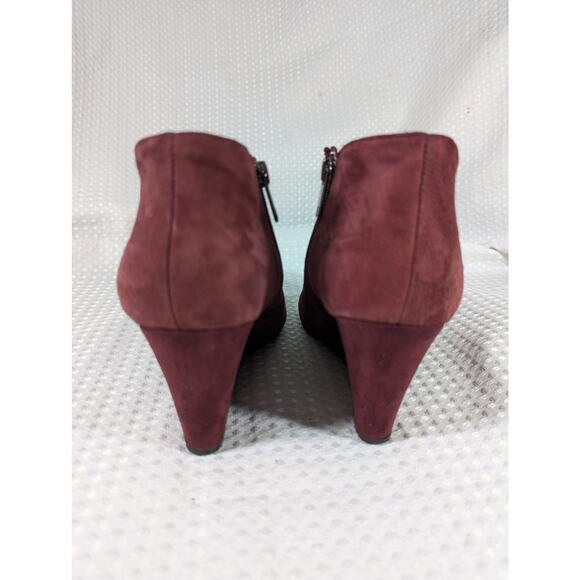 ANNE KLEIN! BURGUNDY RED GENUINE SUEDE LEATHER WEDGE HEEL ANKLE BOOTS! SZ 9M - Picture 8 of 10